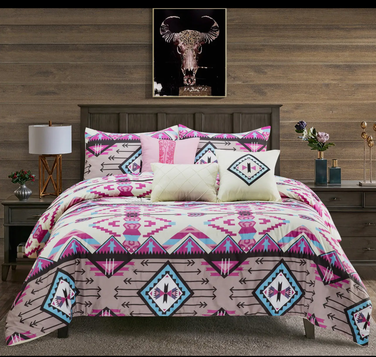 Western Linens Navajo Western Cow 6pc Comforter Set - Queen