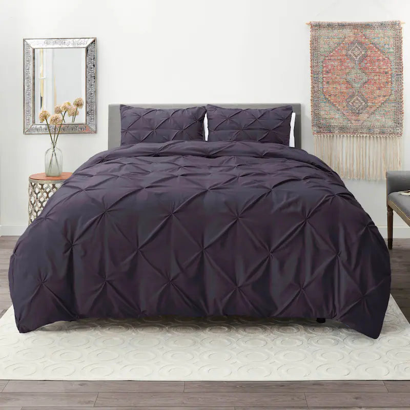 Pintuck Duvet Cover - Eggplant