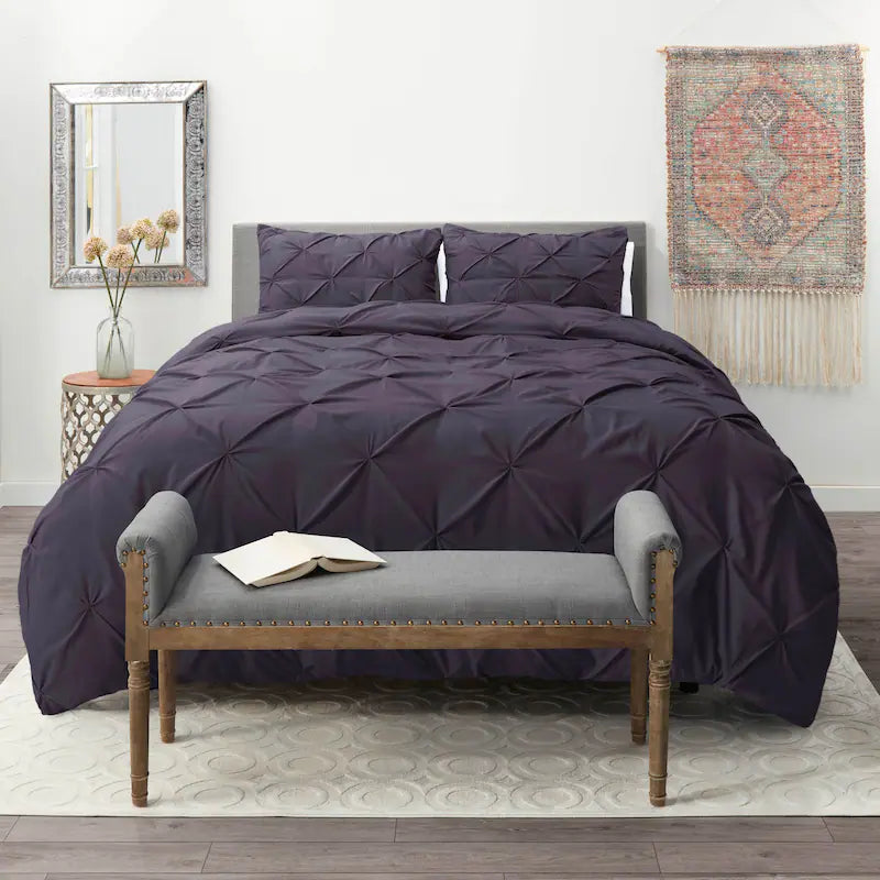 Pintuck Duvet Cover - Eggplant