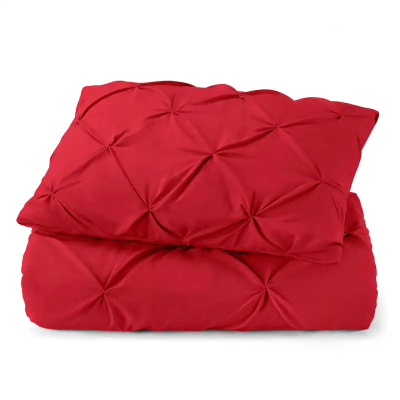 Pintuck Duvet Cover - Cherry Red