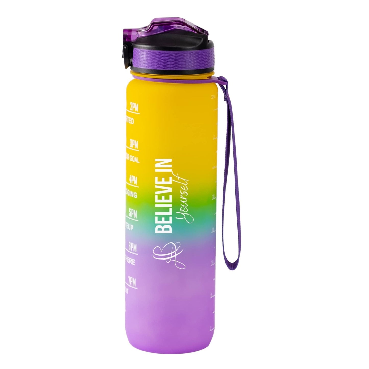 Motivational Water Bottle (32 0z) - Yellow/Purple