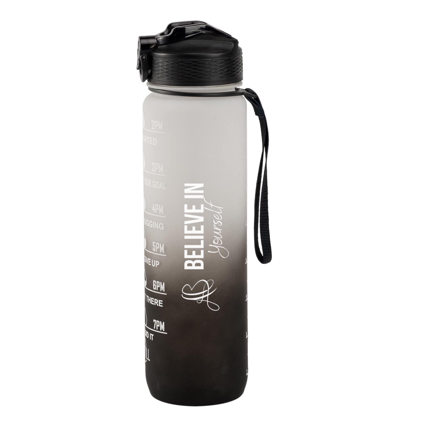 Motivational Water Bottle (32 0z) - Black/Grey