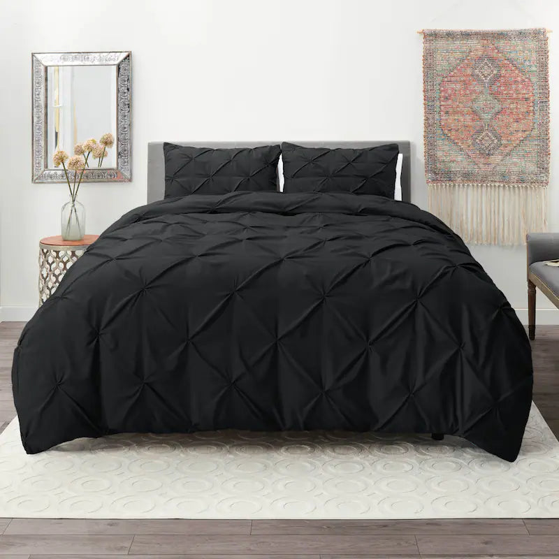 Pintuck Duvet Cover - Black