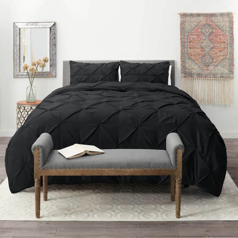 Pintuck Duvet Cover - Black