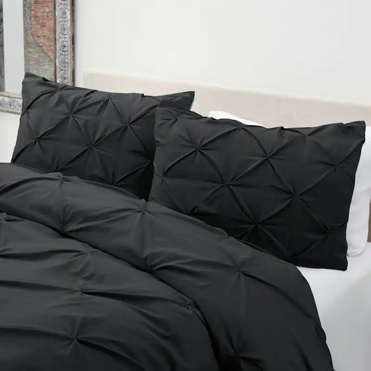 Pintuck Duvet Cover - Black