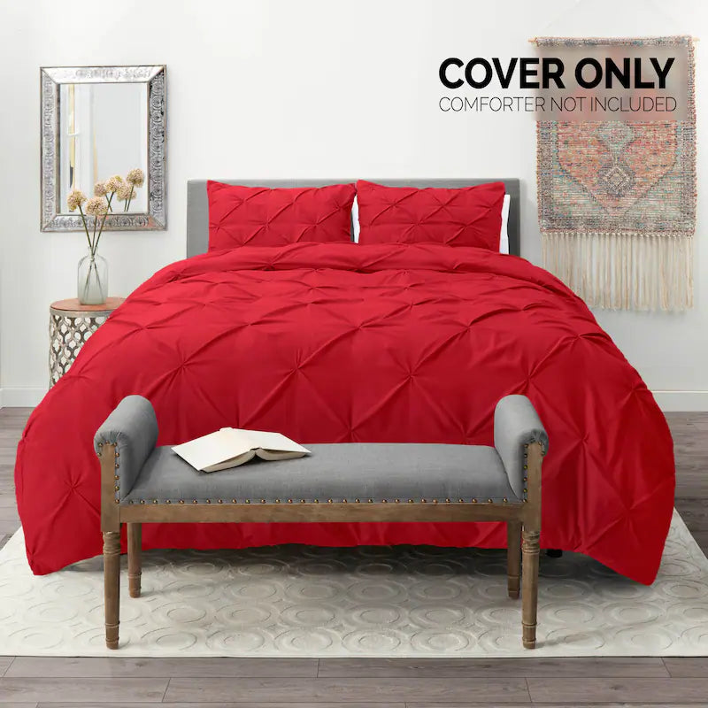 Pintuck Duvet Cover - Cherry Red