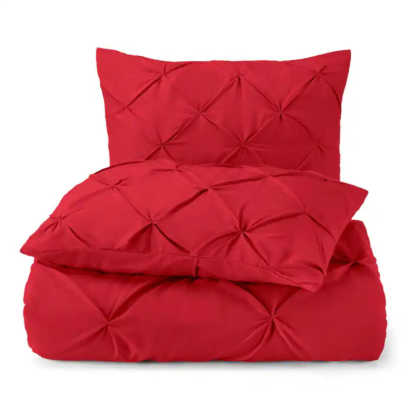 Pintuck Duvet Cover - Cherry Red