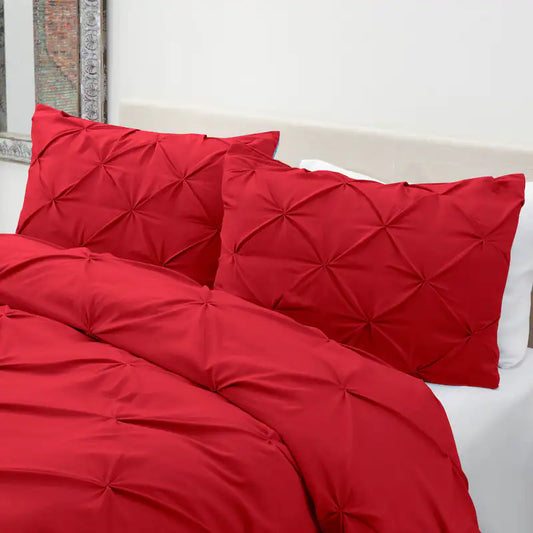 Pintuck Duvet Cover - Cherry Red