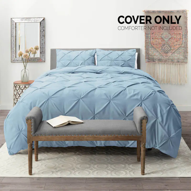 Pintuck Duvet Cover - Ice Blue