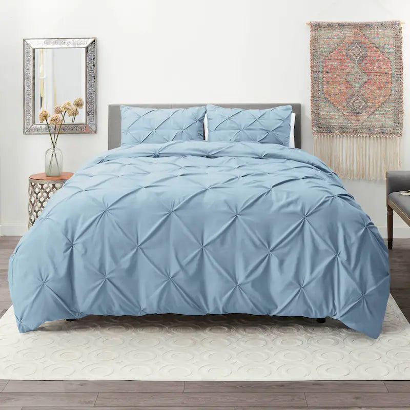 Pintuck Duvet Cover - Ice Blue