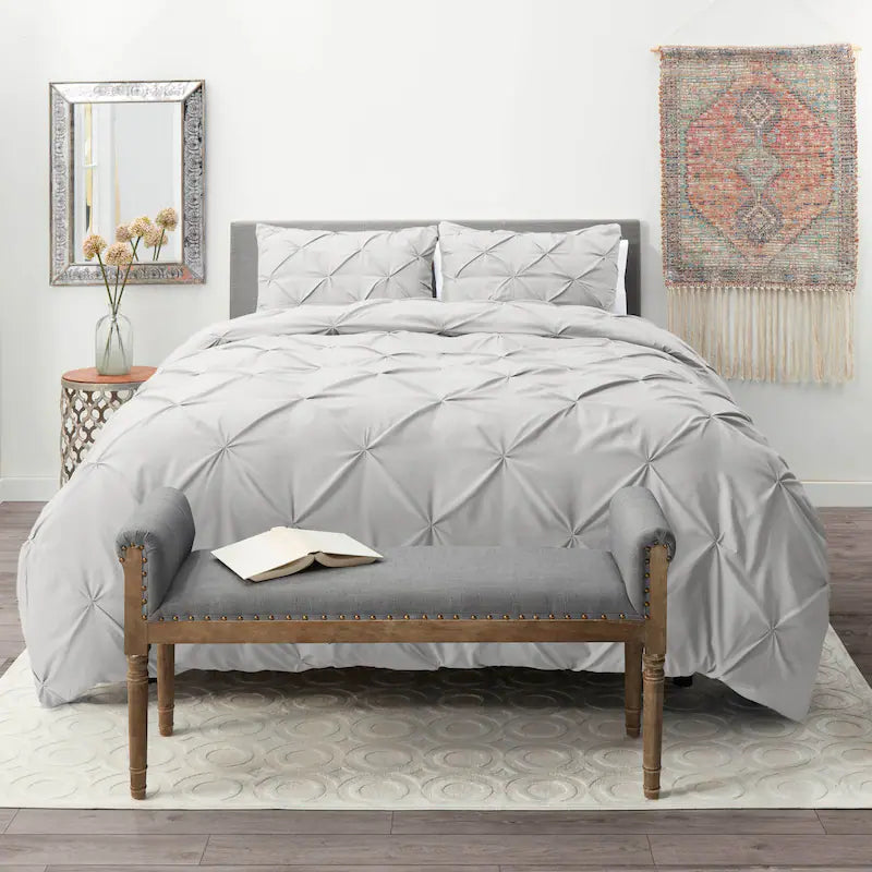 Pintuck Duvet Cover - Grey Lavender