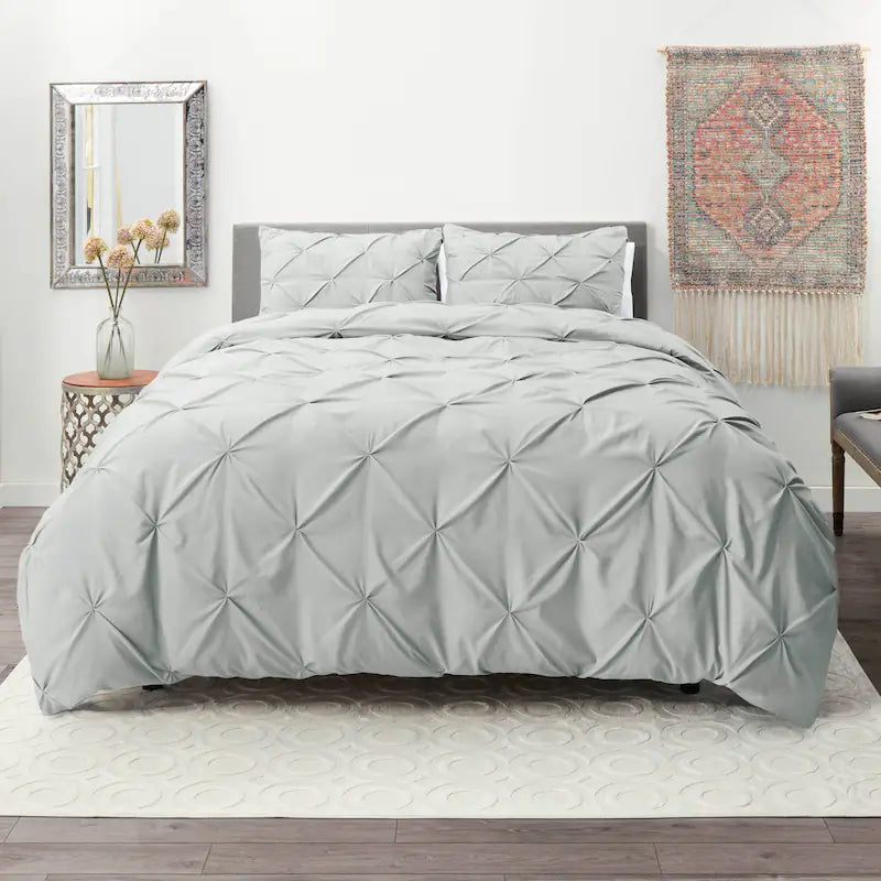 Pintuck Duvet Cover - Light Grey