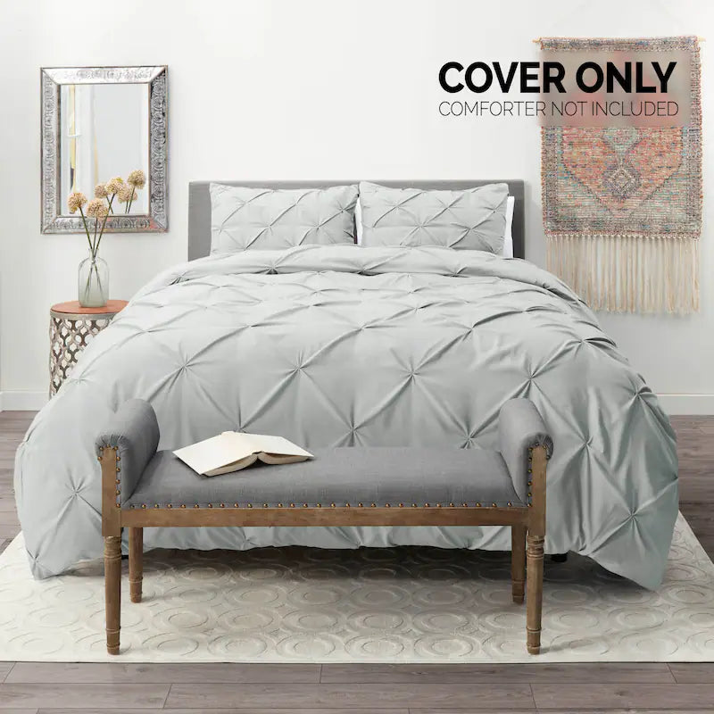Pintuck Duvet Cover - Light Grey