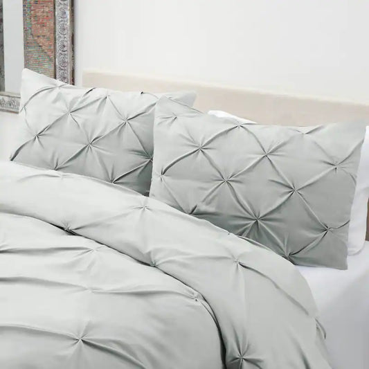 Pintuck Duvet Cover - Light Grey