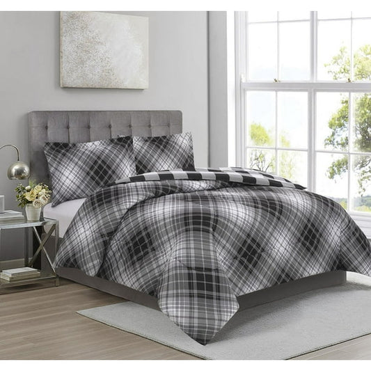 Plaid Comforter - Charcoal