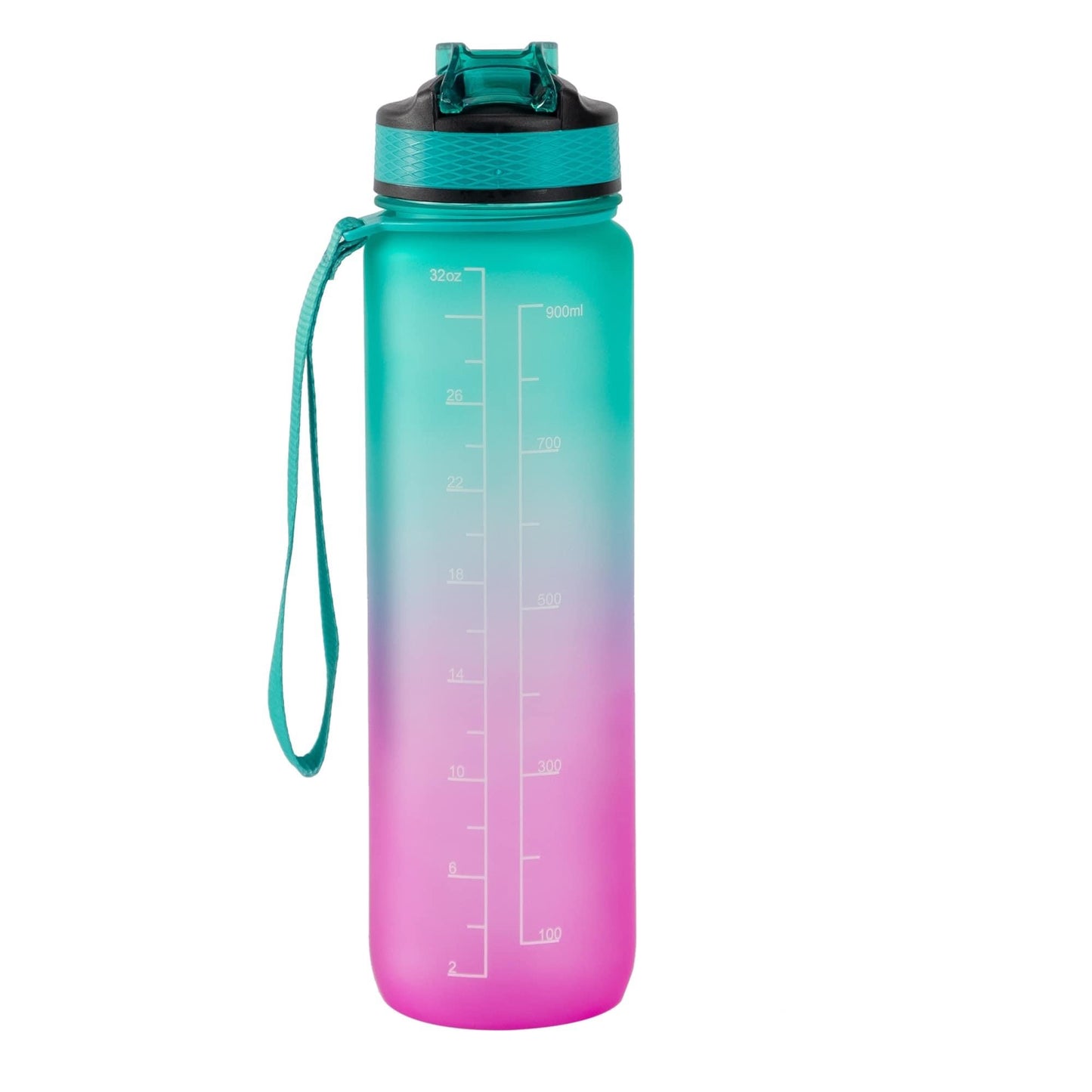 Motivational Water Bottle (32 0z) - Teal/Pink