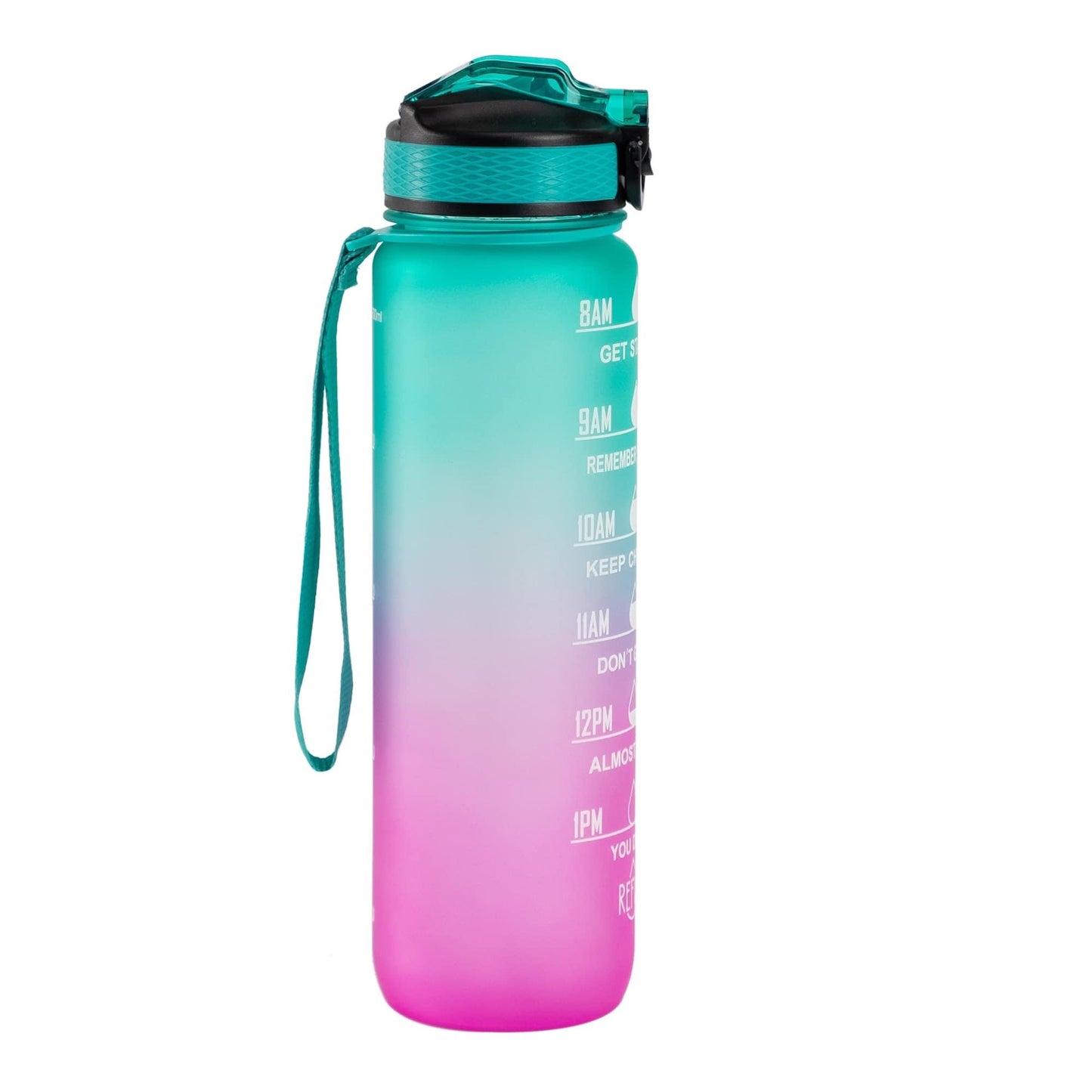 Motivational Water Bottle (32 0z) - Teal/Pink