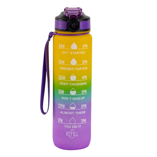 Motivational Water Bottle (32 0z) - Yellow/Purple