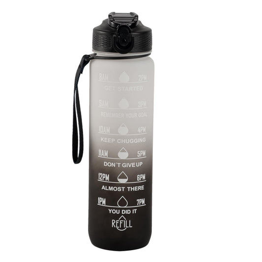 Motivational Water Bottle (32 0z) - Black/Grey