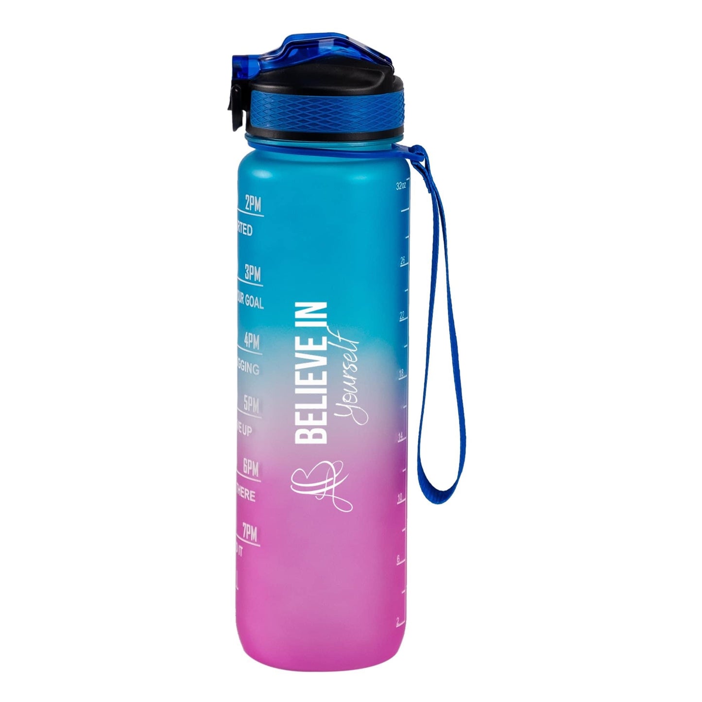 Motivational Water Bottle (32 0z) - Blue/Pink