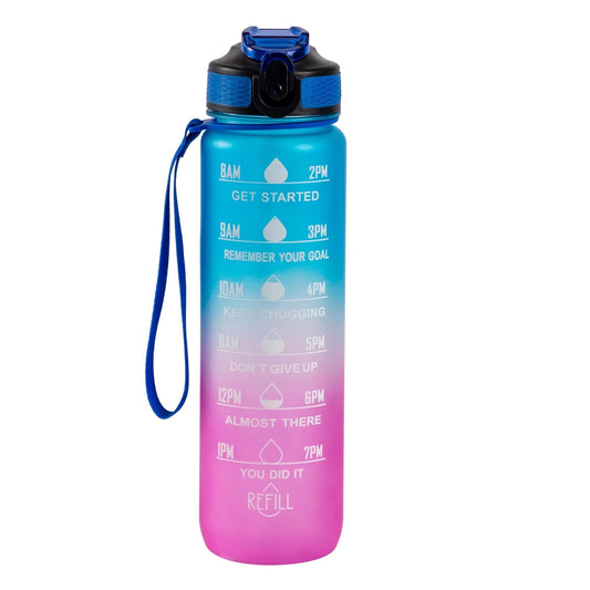 Motivational Water Bottle (32 0z) - Blue/Pink