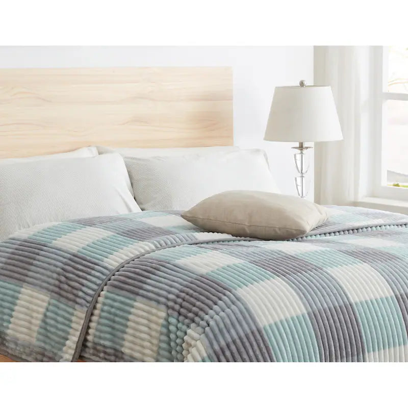 Mink Blanket - Aqua Plaid